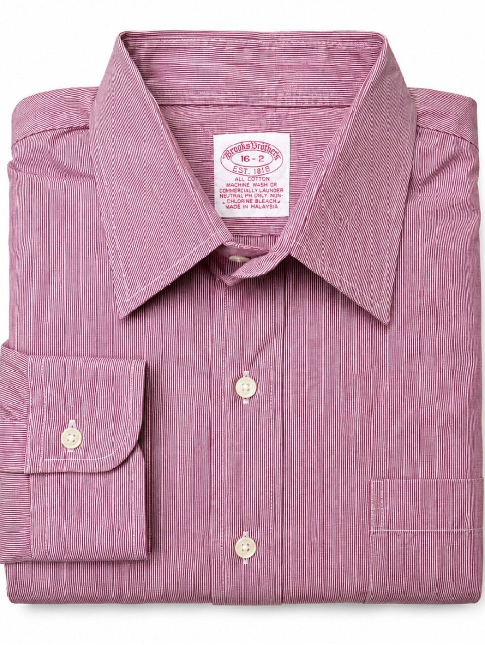 Brooks Brothers Oxford Shirt Mens 16-2 Button Down Red Pinstripe Long Sleeve
